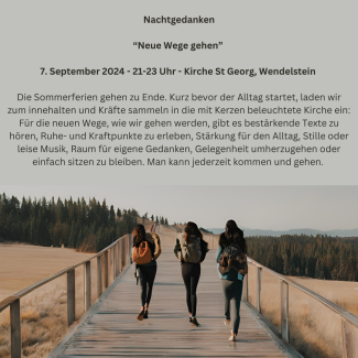 Einladung zu Nachtgedanken am 7.9.2024, 21-13 Uhr, Kirche St. Georg Wendelstein 